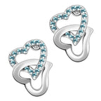 Sterling Silver Coated Earrings Doubled Hearts with Stones