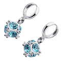 Sterling Silver Coated Cube Earrings with Stone Faces
