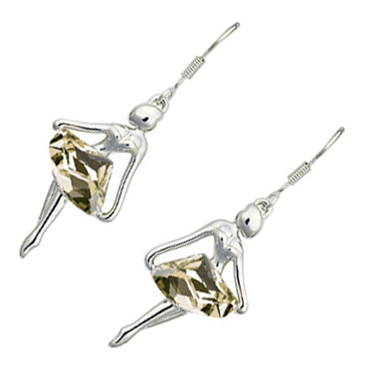 Sterling Silver Coated Ballerina Earrings with Stone Dress