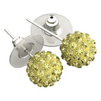 Sterling Silver Coated, 10MM Coloured AB Clay Crystal Shamballa Balls, Stud Earrings