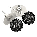 Sterling Silver Coated, 10MM Coloured AB Clay Crystal Shamballa Balls, Stud Earrings