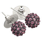 Sterling Silver Coated, 10MM Coloured AB Clay Crystal Shamballa Balls, Stud Earrings