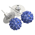 Sterling Silver Coated, 10MM Coloured AB Clay Crystal Shamballa Balls, Stud Earrings