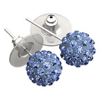 Sterling Silver Coated, 10MM Coloured AB Clay Crystal Shamballa Balls, Stud Earrings
