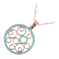 18K Rose Gold Coated Round Pendant Necklace Embellished with Crystal Elements
