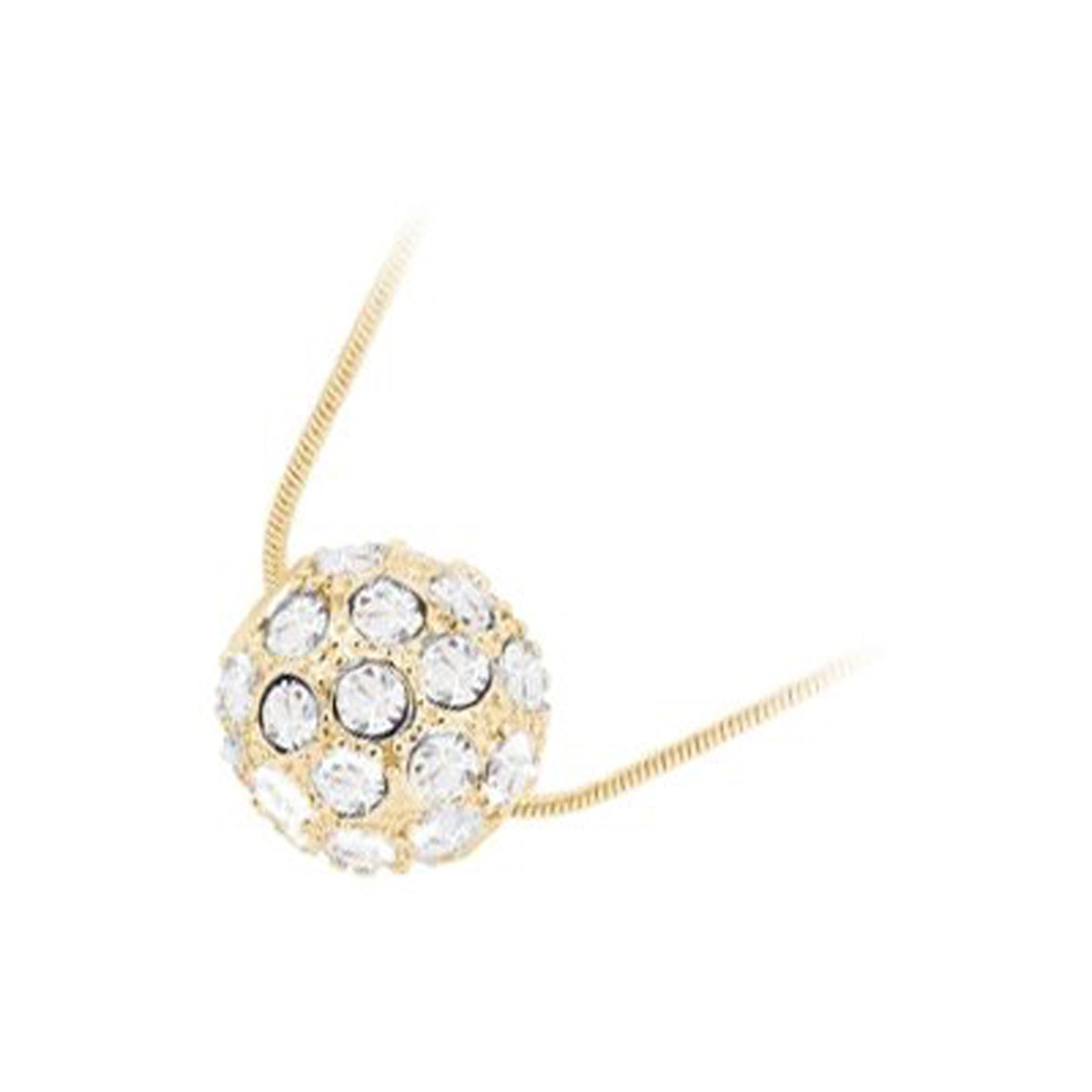18K Rose Gold Coated Crystal Ball Pendant Necklace with Round Pave Set Crystal Elements