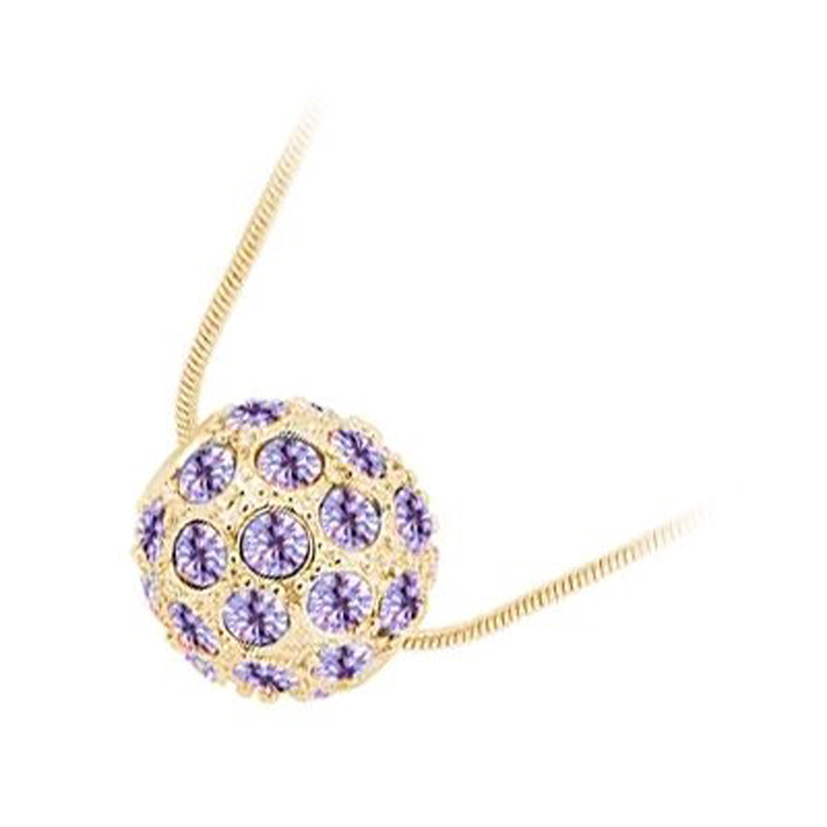 18K Rose Gold Coated Crystal Ball Pendant Necklace with Round Pave Set Crystal Elements