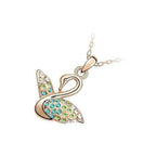 18K Rose Gold Coated Swan Pendant Necklace with Pave Set Crystal Elements
