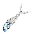18K White Gold Coated Pendant Necklace Angel Teardrop with White Sparkling Studs