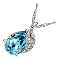 18K White Gold Coated Teardrop Leaf Necklace with Crystals