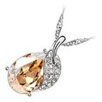 18K White Gold Coated Teardrop Leaf Necklace with Crystals