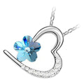 18K White Gold Coated Star Love Heart Necklace with Crystal Studs