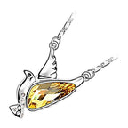 18K White Gold Coated Peace Dove Necklace Teardrop Crystal