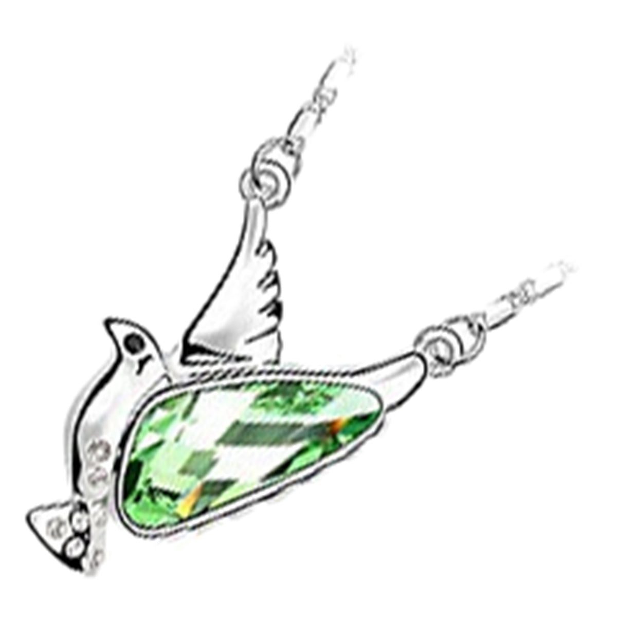 18K White Gold Coated Peace Dove Necklace Teardrop Crystal