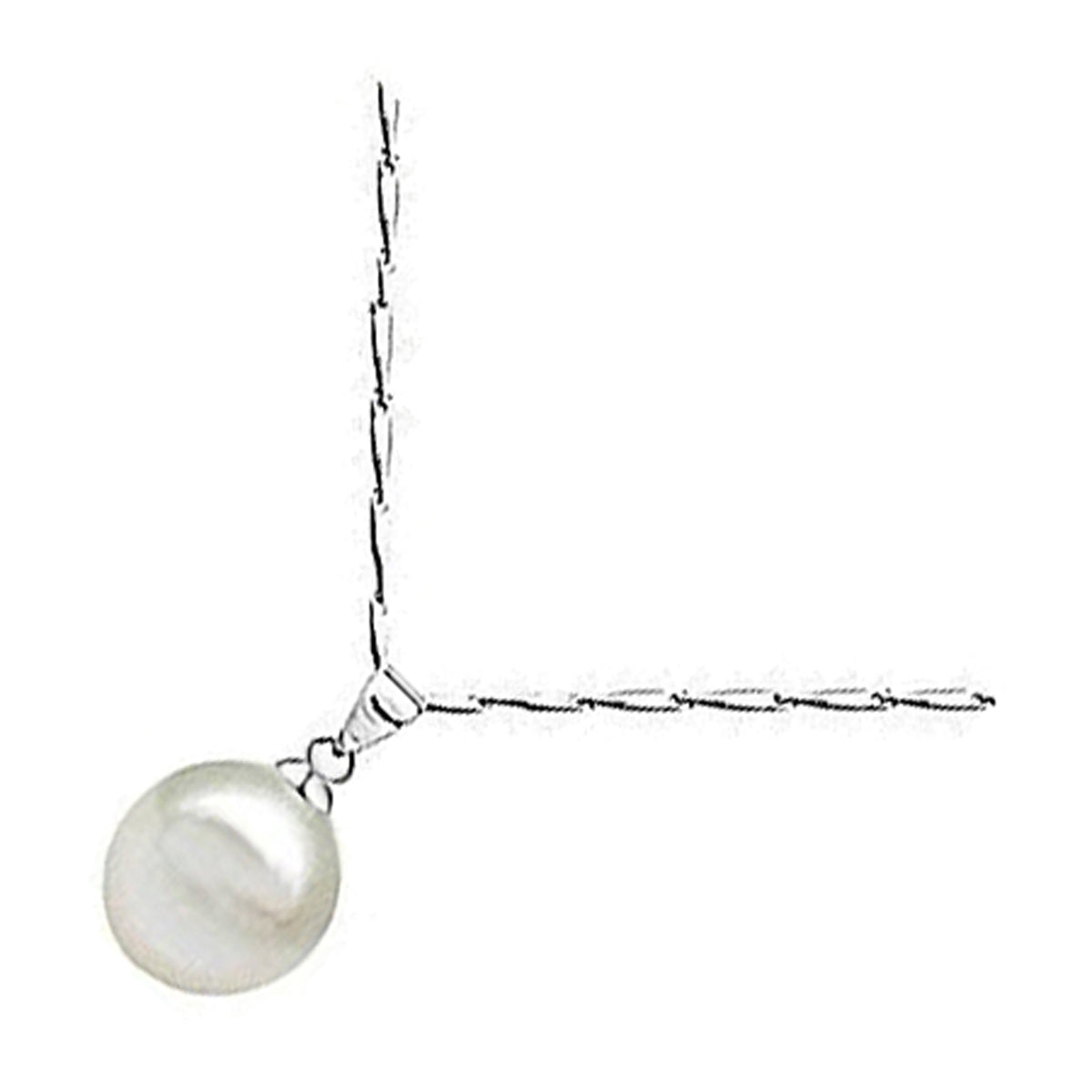 18K White Gold Coated Pendant Necklace with Radiant Faux Freshwater Pearl