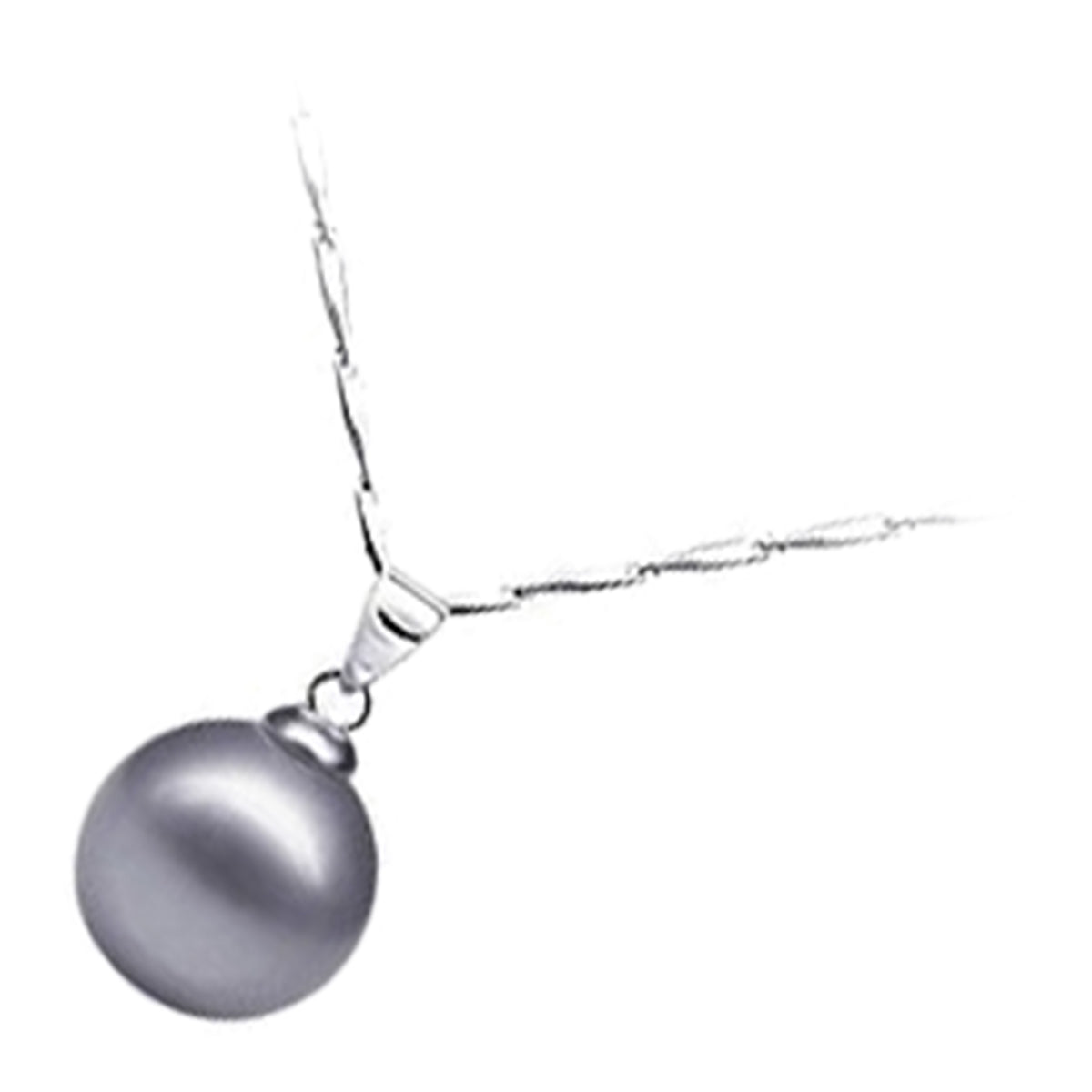18K White Gold Coated Pendant Necklace with Radiant Faux Freshwater Pearl