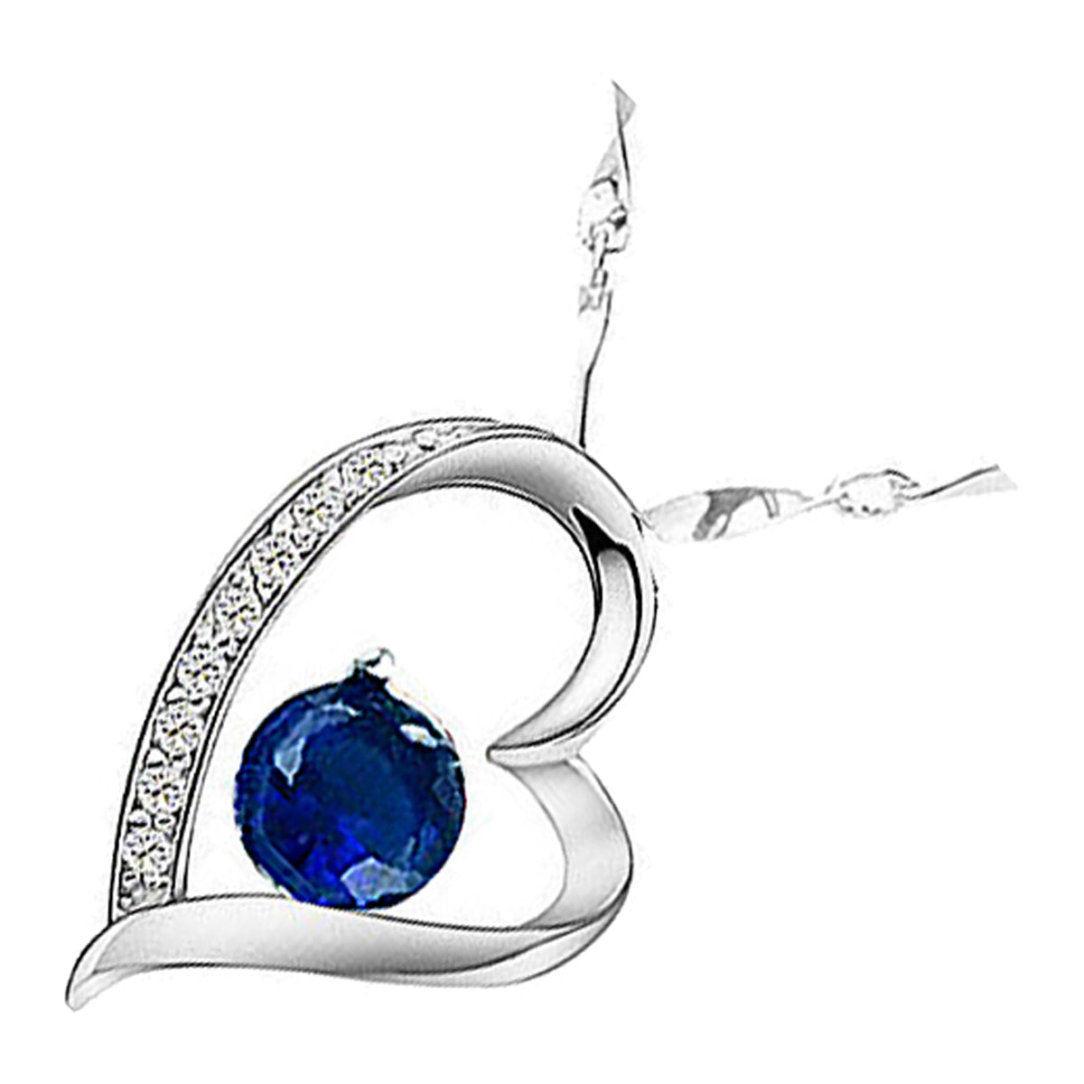 18K White Gold Coated Love Heart Necklace Large Round Crystal