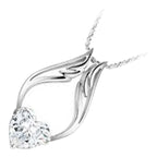 18K White Gold Coated Angel Wings Necklace Love Heart Crystal