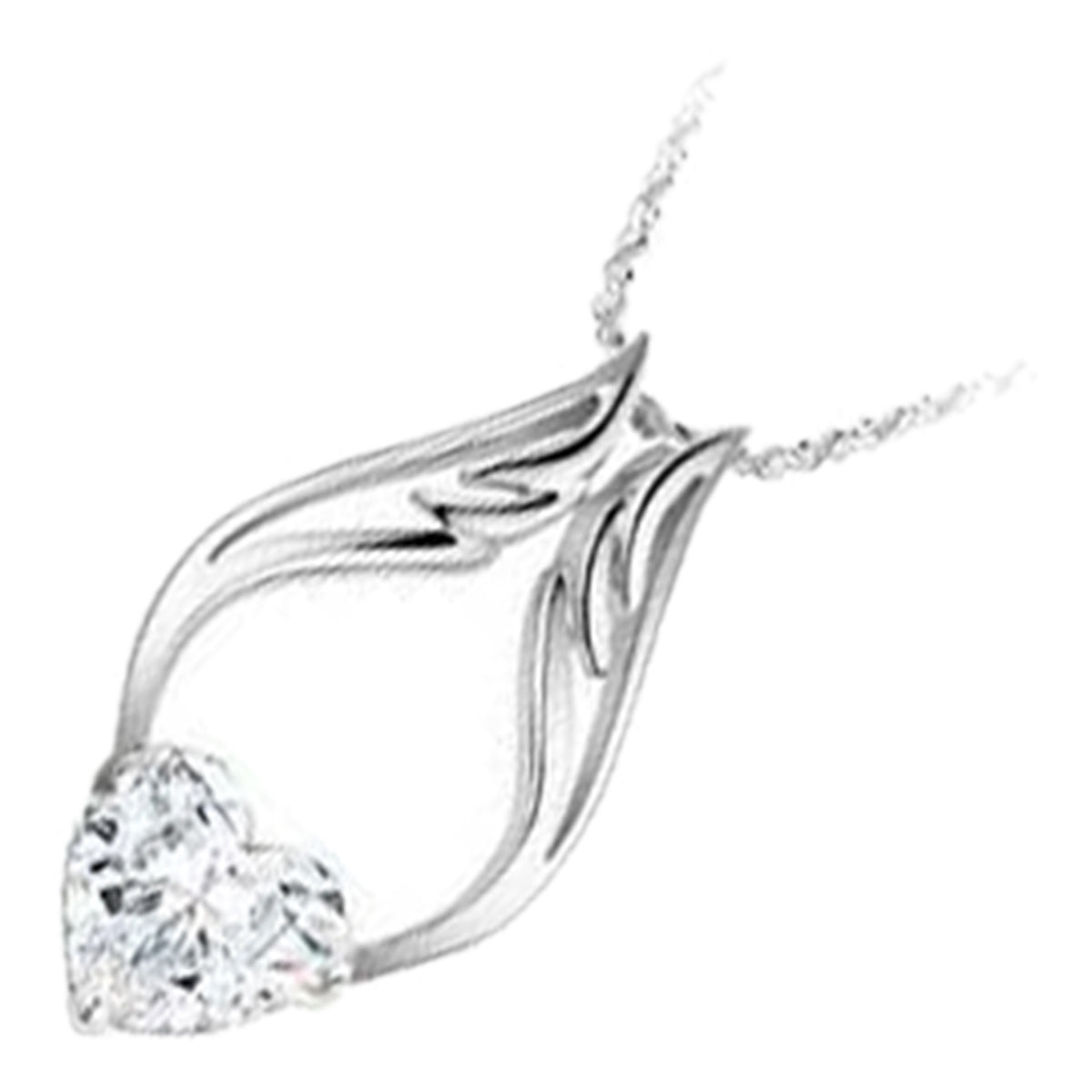 18K White Gold Coated Angel Wings Necklace Love Heart Crystal
