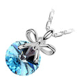 18K White Gold Coated Pendant Necklace with Round Stone and Bowknot Above It