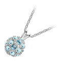 18K White Gold Coated Pendant Necklace Ball Design Covered by Crystals