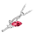 18K White Gold Coated Fashion Pendant Necklace with Angel Wings and Crystal