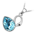 18K White Gold Coated Swan Pendant Necklace with Teardrop Crystal Wings