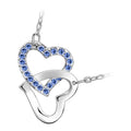 18K White Gold Coated Pendant Necklace with Intertwined Love Hearts and Pave Set Crystal Elements