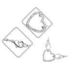18K White Gold Coated Fashion Pendant Necklace with Love Heart Crystal Elements Angel Wing Chain Bails - Aquamarine Blue