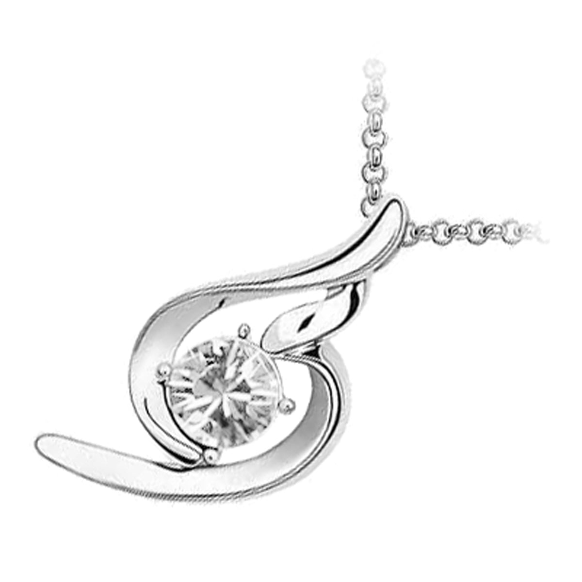 18K White Gold Coated Fashion Pendant Necklace with Love Heart Crystal