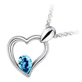 18K White Gold Coated Fashion Pendant Necklace with Teardrop Crystal Heart