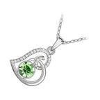 18K White Gold Coated Fashion Pendant Necklace with Love Heart Round and Clear Pave Set Crystals
