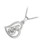 18K White Gold Coated Fashion Pendant Necklace with Love Heart Round and Clear Pave Set Crystals