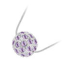 18K White Gold Coated Fashion Pendant Necklace with Crystal Ball and Round Pave Set Crystals