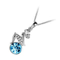 18K White Gold Coated Fashion Pendant Necklace with Angel Wings and Crystal Elements