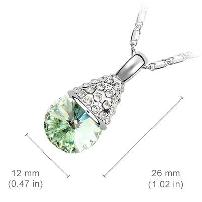 18K White Gold Coated Fashion Pendant Necklace with Faceted Crystal and Clear White Stud Crystals