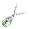 18K White Gold Coated Fashion Pendant Necklace with Faceted Crystal and Clear White Stud Crystals