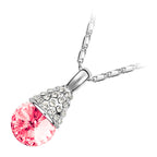 18K White Gold Coated Fashion Pendant Necklace with Faceted Crystal and Clear White Stud Crystals
