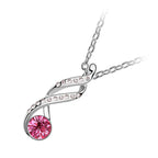 18K White Gold Coated Swirl Pendant Necklace with Round Crystal and 16 Clear White Crystal Studs