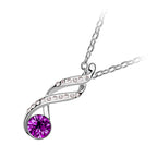 18K White Gold Coated Swirl Pendant Necklace with Round Crystal and 16 Clear White Crystal Studs