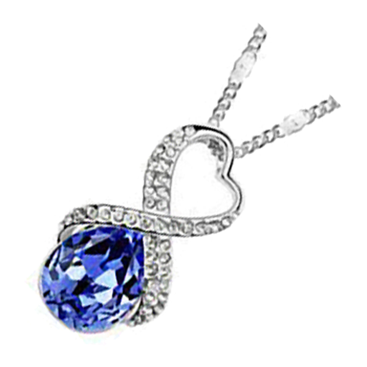 Sterling Silver Coated Angel Teardrop Necklace Crystal