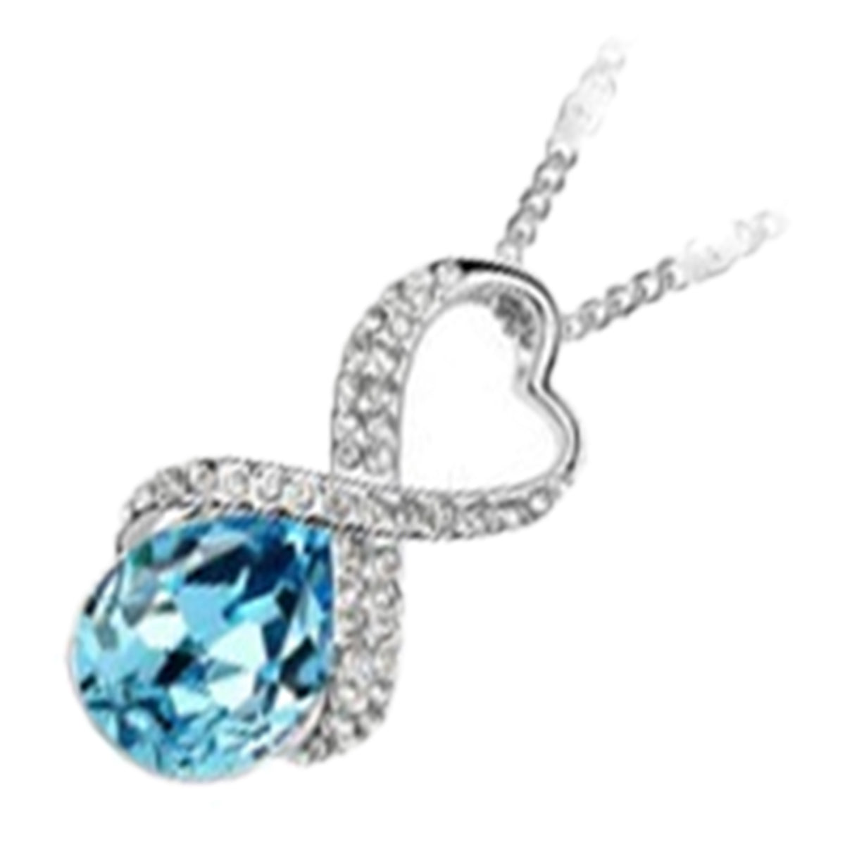 Sterling Silver Coated Angel Teardrop Necklace Crystal