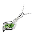 Sterling Silver Coated Oval Stone Necklace Covered by Leaf with Crystals
