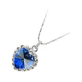 Sterling Silver Coated Pendant Necklace with Crystals Stone in Heart Shape