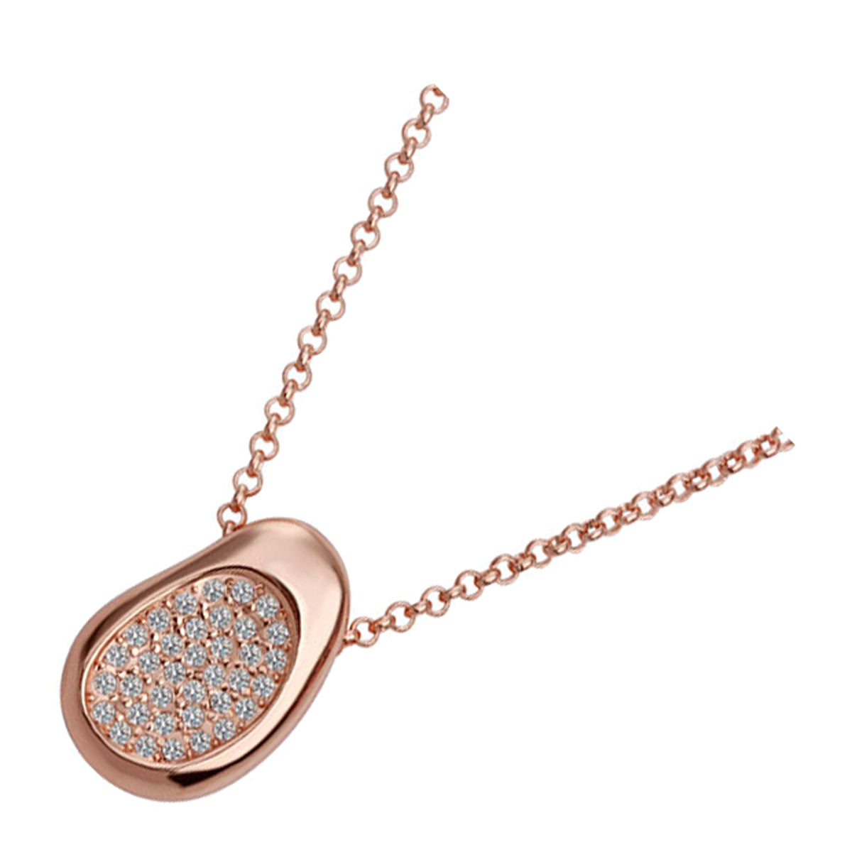 Pendant Necklace with Sparkling White Crystals