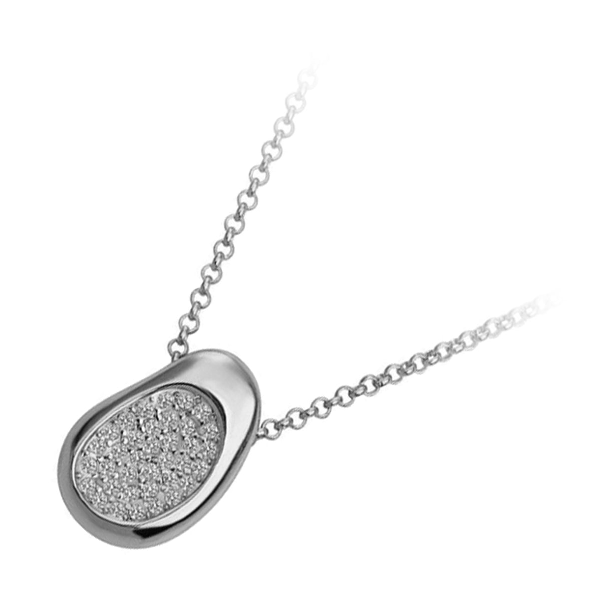 Pendant Necklace with Sparkling White Crystals