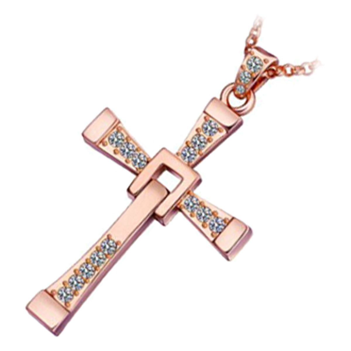 Pendant Necklace Men's Cross with Rhinestone Crystals