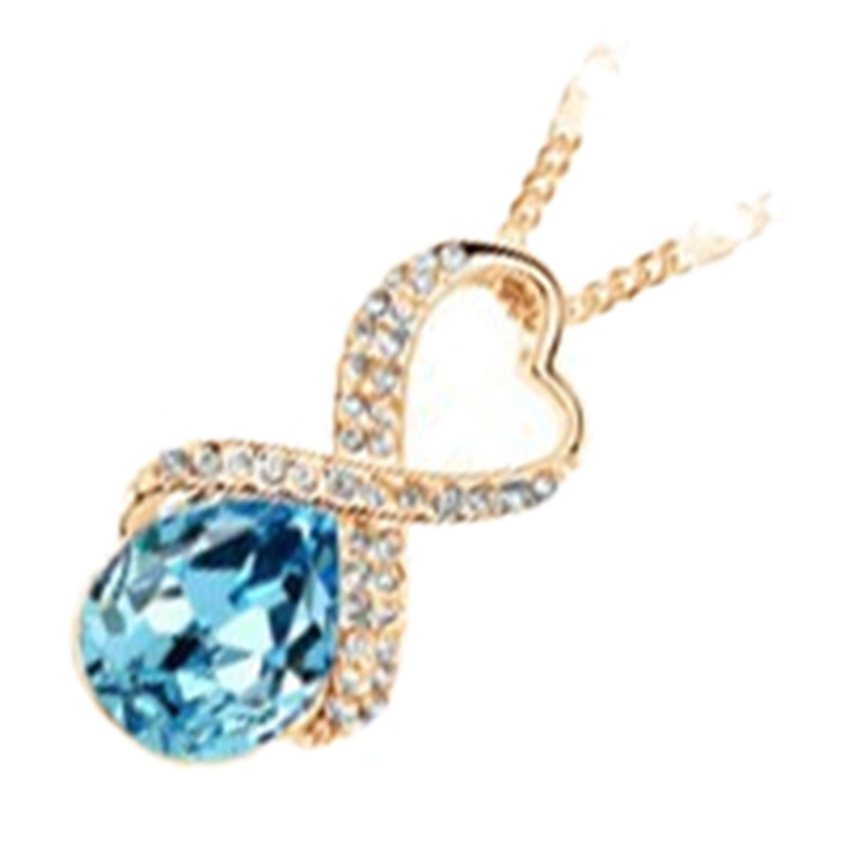 18K Yellow Gold Coated Angel Teardrop Necklace Crystal