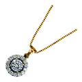 18K Rose Gold Coated Round Pendant Necklace White CZ Diamond and Crystals