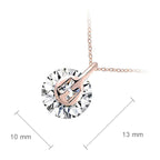 18K Rose Gold Coated Pendant Necklace with White Round Zircon Stone